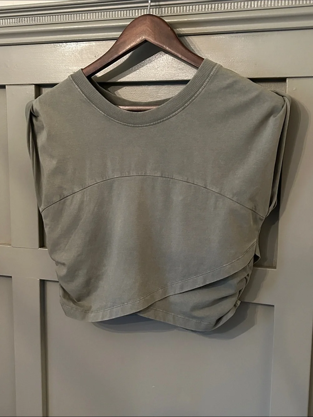 Free People Movement Hot Shot Crossover Crew Neck Muscle Tee Terrain Green Large